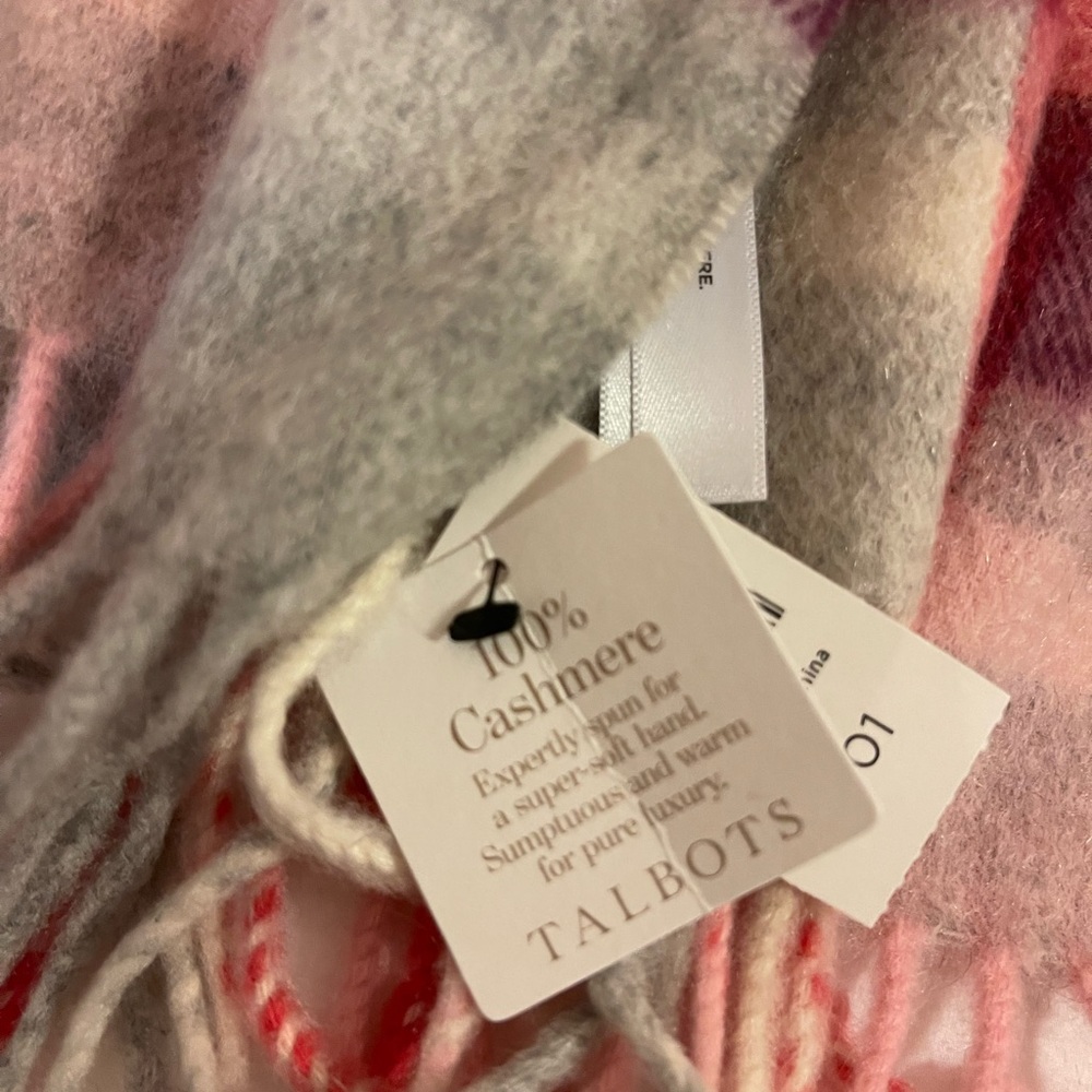 Talbots pink and grey 100% Cashmere scarf